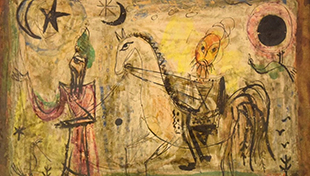 Moshe Castel, Ancient Scroll, oil and enamel on paper, ca. 1940. Skirball Museum, gift of Polly and Jacob Stein in memory of Edith and James L. Magrish